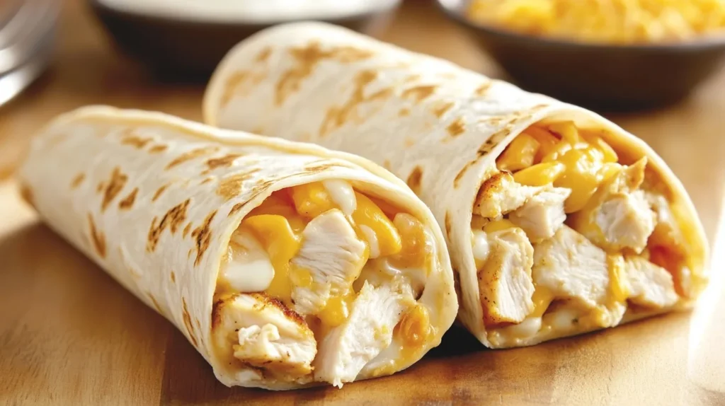 Cheesy Garlic Chicken Wraps - serving