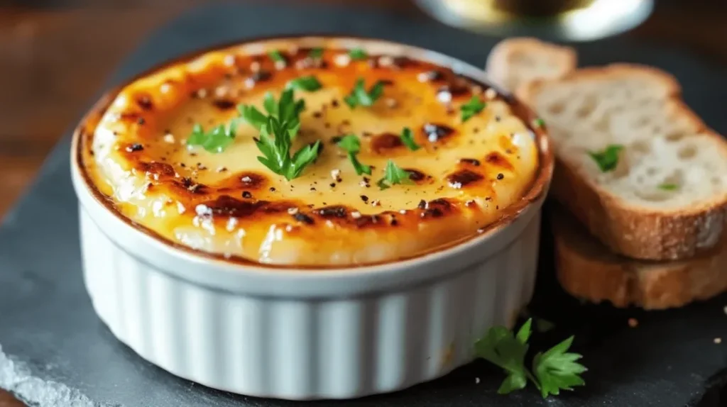 crab brulee serving