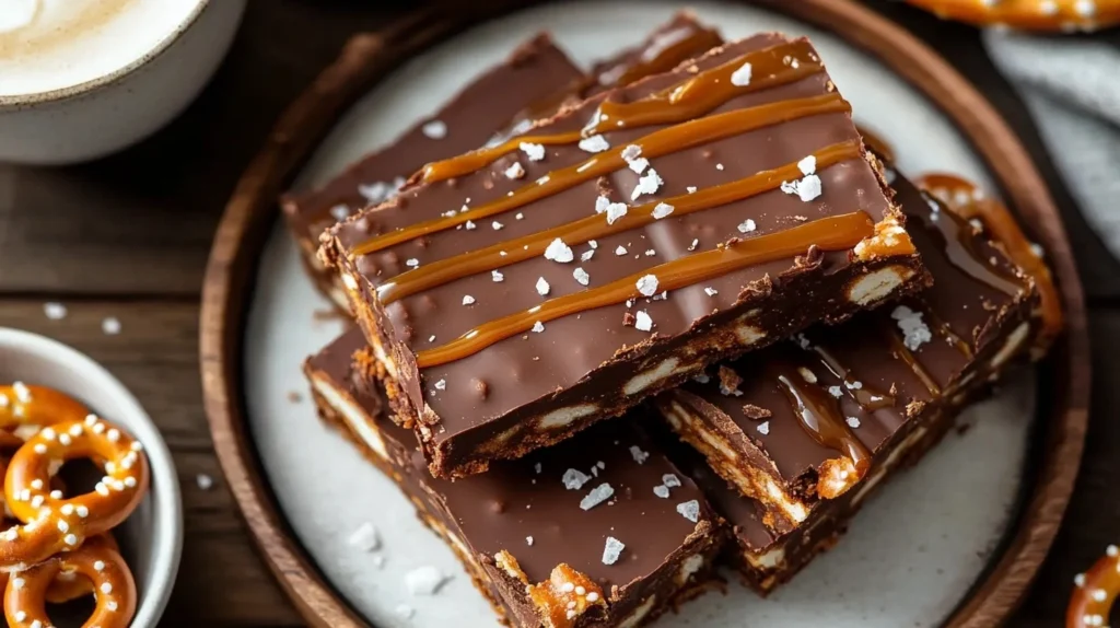 store no bake caramel pretzel - presentation