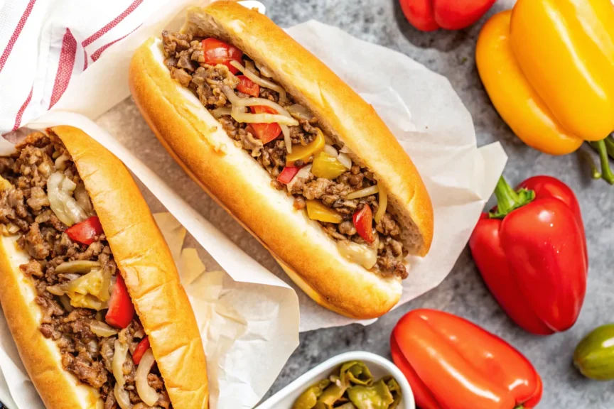 What is traditionally on a Philly cheesesteak 3