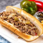 What is traditionally on a Philly cheesesteak 1