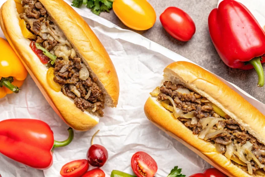 What is traditionally on a Philly cheesesteak 2